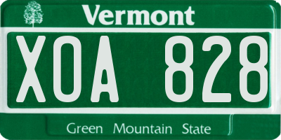 VT license plate XOA828