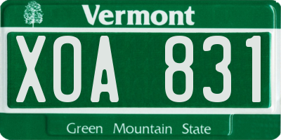 VT license plate XOA831