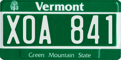 VT license plate XOA841