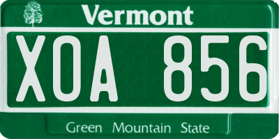 VT license plate XOA856
