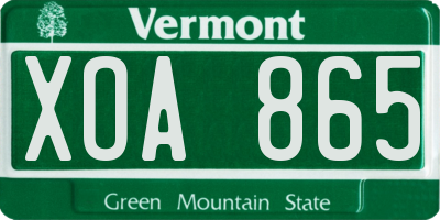 VT license plate XOA865