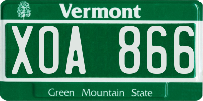 VT license plate XOA866