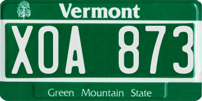 VT license plate XOA873