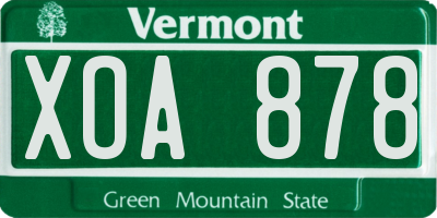 VT license plate XOA878