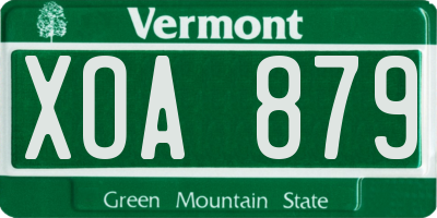 VT license plate XOA879