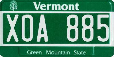 VT license plate XOA885