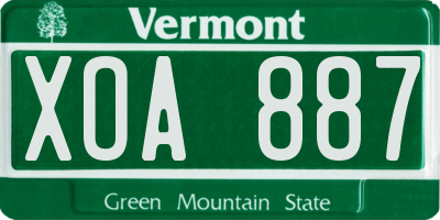 VT license plate XOA887