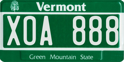 VT license plate XOA888