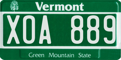 VT license plate XOA889