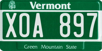 VT license plate XOA897