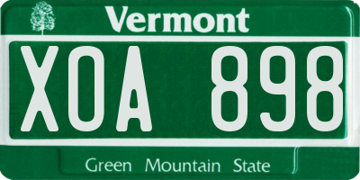 VT license plate XOA898