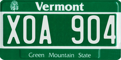 VT license plate XOA904