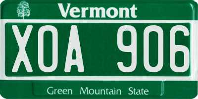 VT license plate XOA906