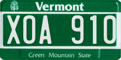 VT license plate XOA910