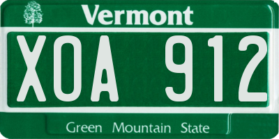 VT license plate XOA912