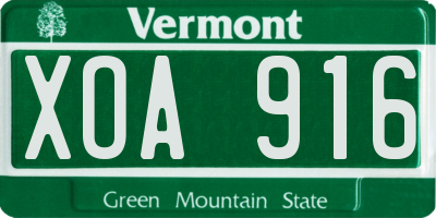 VT license plate XOA916