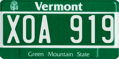 VT license plate XOA919