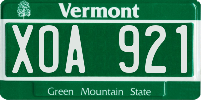 VT license plate XOA921