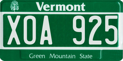 VT license plate XOA925