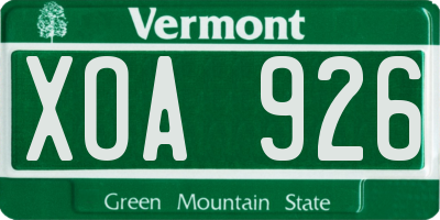 VT license plate XOA926