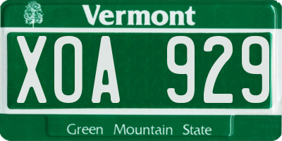 VT license plate XOA929