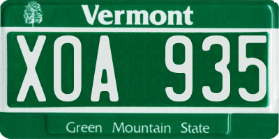VT license plate XOA935