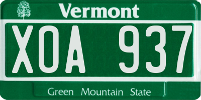 VT license plate XOA937