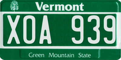 VT license plate XOA939