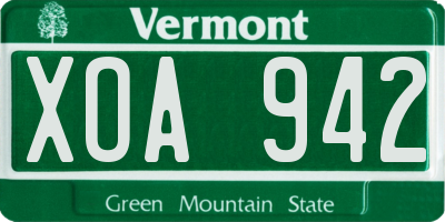 VT license plate XOA942