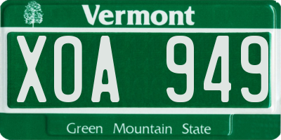VT license plate XOA949