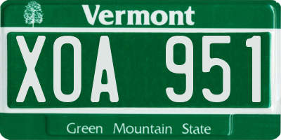 VT license plate XOA951