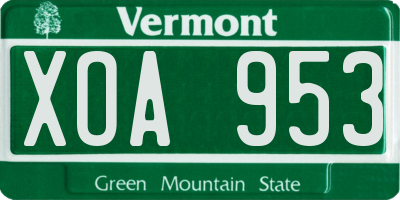 VT license plate XOA953