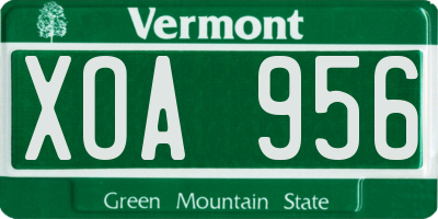 VT license plate XOA956