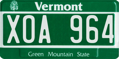 VT license plate XOA964