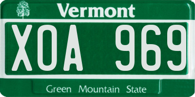 VT license plate XOA969