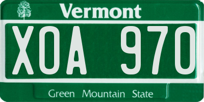 VT license plate XOA970