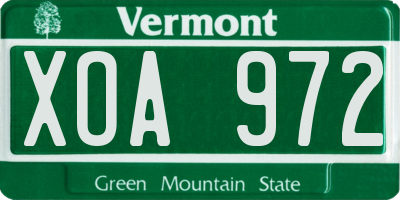 VT license plate XOA972