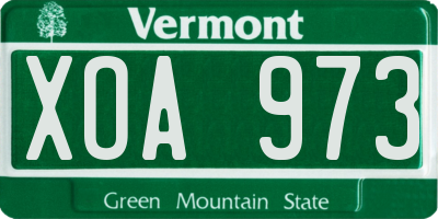 VT license plate XOA973