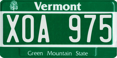 VT license plate XOA975