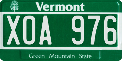 VT license plate XOA976