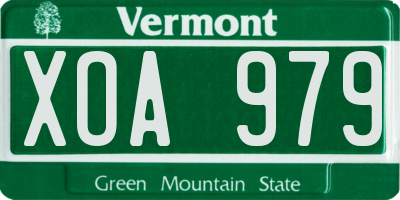 VT license plate XOA979