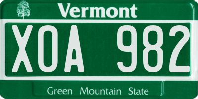 VT license plate XOA982