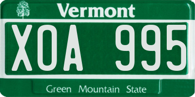 VT license plate XOA995