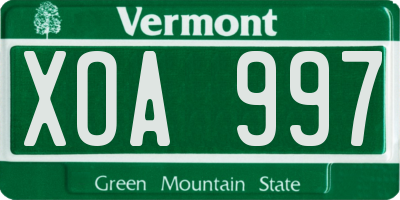 VT license plate XOA997