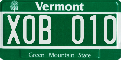 VT license plate XOB010