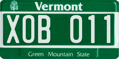 VT license plate XOB011