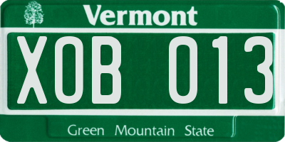 VT license plate XOB013