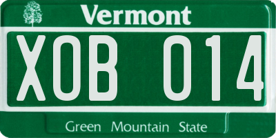 VT license plate XOB014