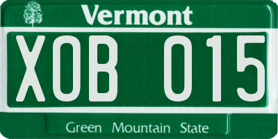 VT license plate XOB015