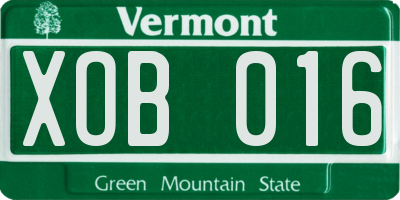 VT license plate XOB016